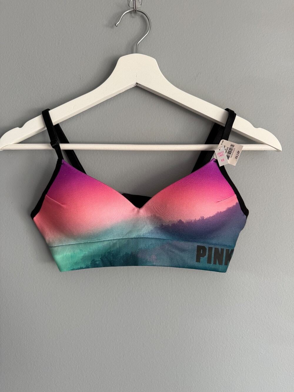 Victoria's Secret PINK Cool&Comfy Wireless Bra XS Ombre Sunset NWT Lightly Lined